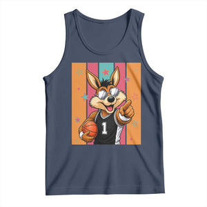 Funny Coyote Playing Basketball Tank Top Hoops Fan Gift