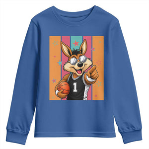 Funny Coyote Playing Basketball Youth Sweatshirt Hoops Fan Gift