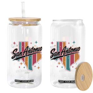 San Antonio Game Day Spirit Glass Can Texas Map Pride