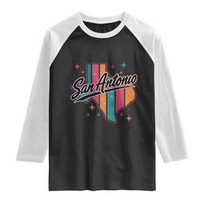 San Antonio Game Day Spirit Raglan Shirt Texas Map Pride TS12 Black White Print Your Wear