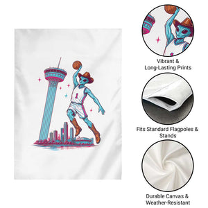 Funny Alien Cowboy Dunking Basketball Garden Flag San Antonio Skyline TS12 Print Your Wear