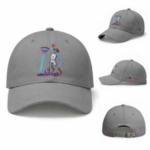 Funny Alien Cowboy Dunking Basketball Baseball Cap San Antonio Skyline