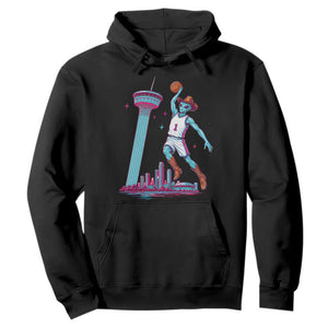 Funny Alien Cowboy Dunking Basketball Hoodie San Antonio Skyline TS12 Black Print Your Wear