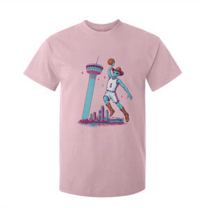 Funny Alien Cowboy Dunking Basketball T Shirt For Kid San Antonio Skyline
