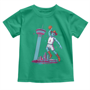 Funny Alien Cowboy Dunking Basketball Toddler T Shirt San Antonio Skyline