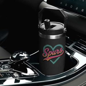 Retro Spurs Nickname Flip Straw Tumbler Vintage Hoops Fan Gift