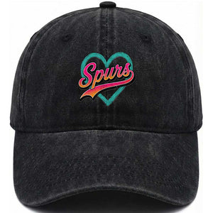 Retro Spurs Nickname Washed Cotton Baseball Cap Vintage Hoops Fan Gift