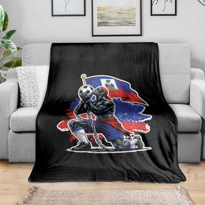 Proud Haiti Soccer Fan Throw Blanket Ayiti Heritage Pride