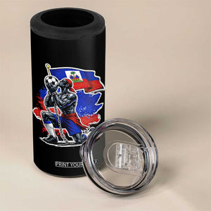 Proud Haiti Soccer Fan 4 in 1 Can Cooler Tumbler Ayiti Heritage Pride