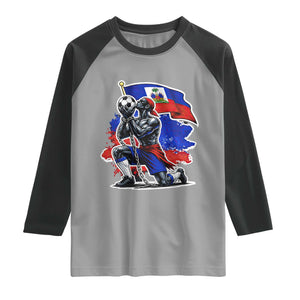 Proud Haiti Soccer Fan Raglan Shirt Ayiti Heritage Pride