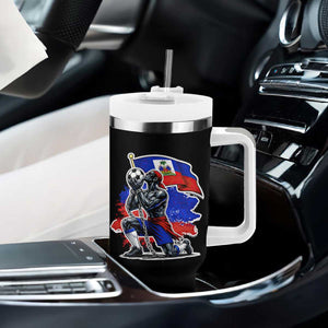 Proud Haiti Soccer Fan Tumbler With Handle Ayiti Heritage Pride
