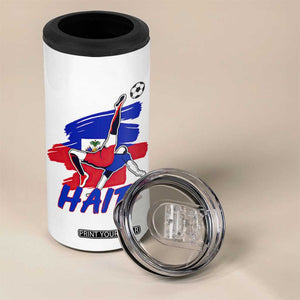 Caribbean Soccer Lover Gift 4 in 1 Can Cooler Tumbler Haitian Heritage Pride