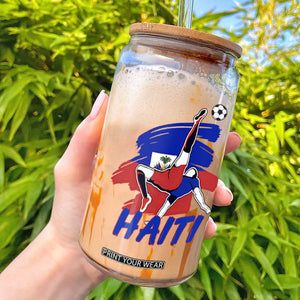 Caribbean Soccer Lover Gift Glass Can Haitian Heritage Pride