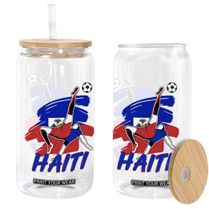 Caribbean Soccer Lover Gift Glass Can Haitian Heritage Pride
