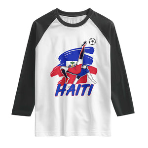 Caribbean Soccer Lover Gift Raglan Shirt Haitian Heritage Pride TS12 White Black Print Your Wear