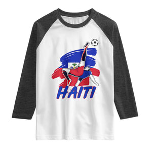 Caribbean Soccer Lover Gift Raglan Shirt Haitian Heritage Pride TS12 White Heather Charcoal Print Your Wear