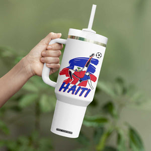 Caribbean Soccer Lover Gift Tumbler With Handle Haitian Heritage Pride