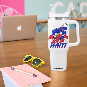 Caribbean Soccer Lover Gift Tumbler With Handle Haitian Heritage Pride