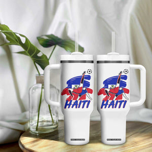 Caribbean Soccer Lover Gift Tumbler With Handle Haitian Heritage Pride