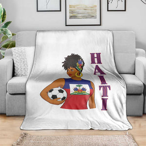 Haitian Soccer Fan Girl Throw Blanket Ayiti Heritage Pride Football Lover