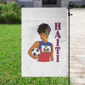 Haitian Soccer Fan Girl Garden Flag Ayiti Heritage Pride Football Lover