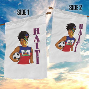Haitian Soccer Fan Girl Garden Flag Ayiti Heritage Pride Football Lover
