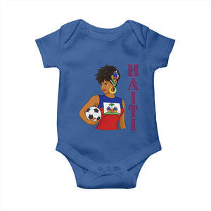 Haitian Soccer Fan Girl Baby Onesie Ayiti Heritage Pride Football Lover TS12 Royal Blue Print Your Wear