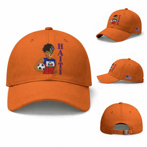 Haitian Soccer Fan Girl Baseball Cap Ayiti Heritage Pride Football Lover