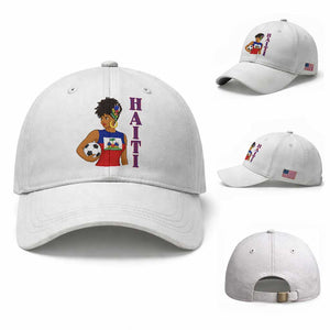Haitian Soccer Fan Girl Baseball Cap Ayiti Heritage Pride Football Lover