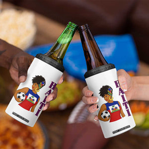 Haitian Soccer Fan Girl 4 in 1 Can Cooler Tumbler Ayiti Heritage Pride Football Lover