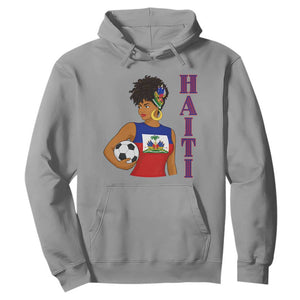 Haitian Soccer Fan Girl Hoodie Ayiti Heritage Pride Football Lover TS12 Sport Gray Print Your Wear
