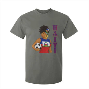 Haitian Soccer Fan Girl T Shirt For Kid Ayiti Heritage Pride Football Lover TS12 Military Green Print Your Wear