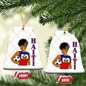Haitian Soccer Fan Girl Ceramic Ornament Ayiti Heritage Pride Football Lover