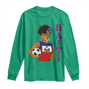 Haitian Soccer Fan Girl Long Sleeve Shirt Ayiti Heritage Pride Football Lover