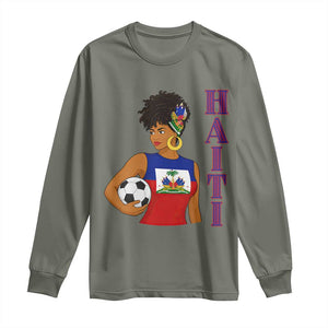 Haitian Soccer Fan Girl Long Sleeve Shirt Ayiti Heritage Pride Football Lover