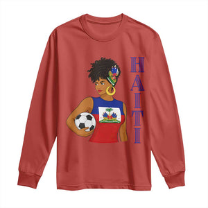 Haitian Soccer Fan Girl Long Sleeve Shirt Ayiti Heritage Pride Football Lover