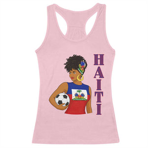 Haitian Soccer Fan Girl Racerback Tank Top Ayiti Heritage Pride Football Lover TS12 Light Pink Print Your Wear