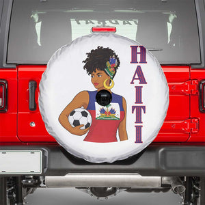 Haitian Soccer Fan Girl Spare Tire Cover Ayiti Heritage Pride Football Lover