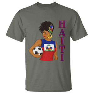Haitian Soccer Fan Girl T Shirt Ayiti Heritage Pride Football Lover TS12 Military Green Print Your Wear
