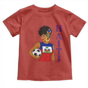 Haitian Soccer Fan Girl Toddler T Shirt Ayiti Heritage Pride Football Lover TS12 Red Print Your Wear