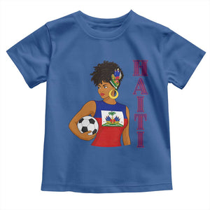 Haitian Soccer Fan Girl Toddler T Shirt Ayiti Heritage Pride Football Lover TS12 Royal Blue Print Your Wear