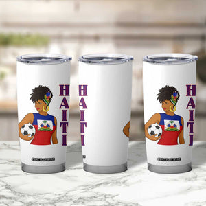 Haitian Soccer Fan Girl Tumbler Cup Ayiti Heritage Pride Football Lover