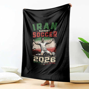 Iran Soccer Fan Gift Throw Blanket One Nation One Team One Dream