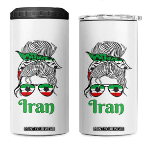 Persian Girl Power Soccer Fan 4 in 1 Can Cooler Tumbler Team Iran Heritage Gift