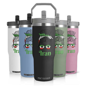 Persian Girl Power Soccer Fan Flip Straw Tumbler Team Iran Heritage Gift