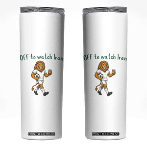 Funny Persian Lion Soccer Fan Gift Skinny Tumbler Off To Watch Iran