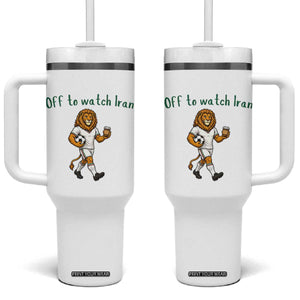 Funny Persian Lion Soccer Fan Gift Tumbler With Handle Off To Watch Iran
