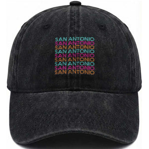 Vintage San Antonio Hoops Pride Washed Cotton Baseball Cap Retro Basketball Fan