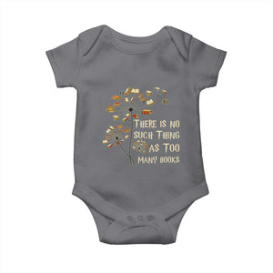 There Is No Such Thing As Too Many Books Baby Onesie Book Lover TS12 Charcoal Print Your Wear