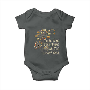 There Is No Such Thing As Too Many Books Baby Onesie Book Lover TS12 Dark Heather Print Your Wear